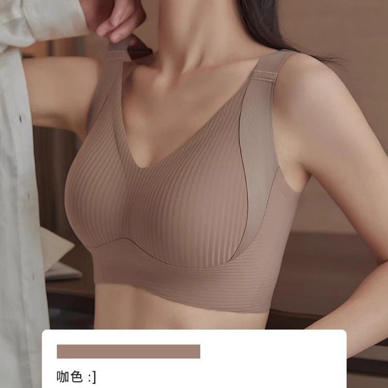 Plus Size Women's Minimizer Wireless Full Coverage Support Bralette Seamless Ribbed Comfort Bra for Large Bust