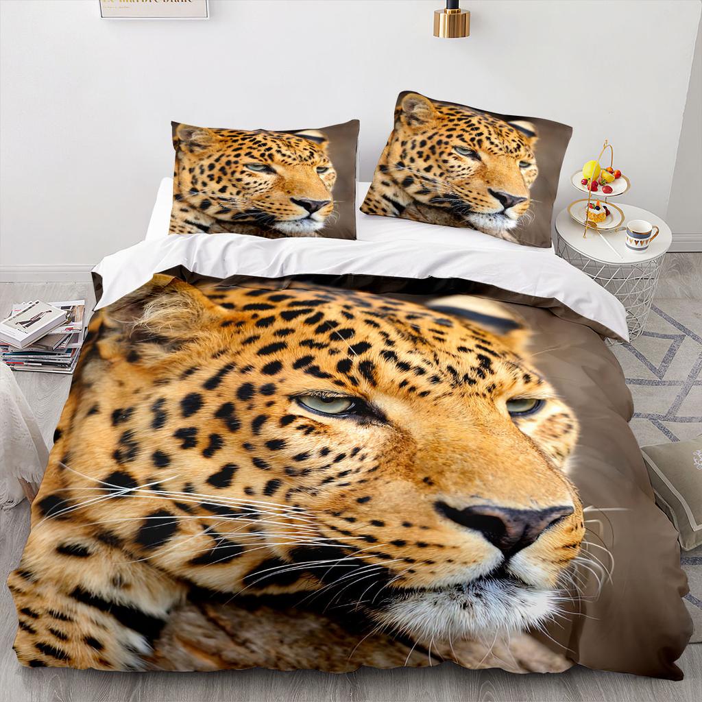 Leopard Duvet Cover King Queen Size Brown Cheetah Bedding Set For Kids Teens Adults Wild Animal 2/3pcs Polyester Comforter Cover