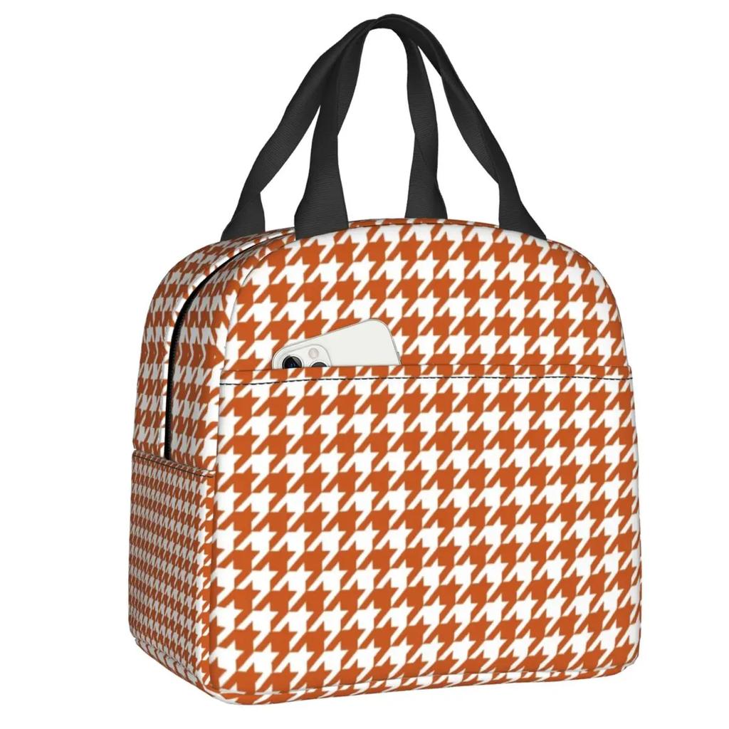 Hounds Tooth Style Houndstooth Insulated Lunch Bags for Work School Dogstooth Waterproof Thermal Cooler Lunch Box Women Kids