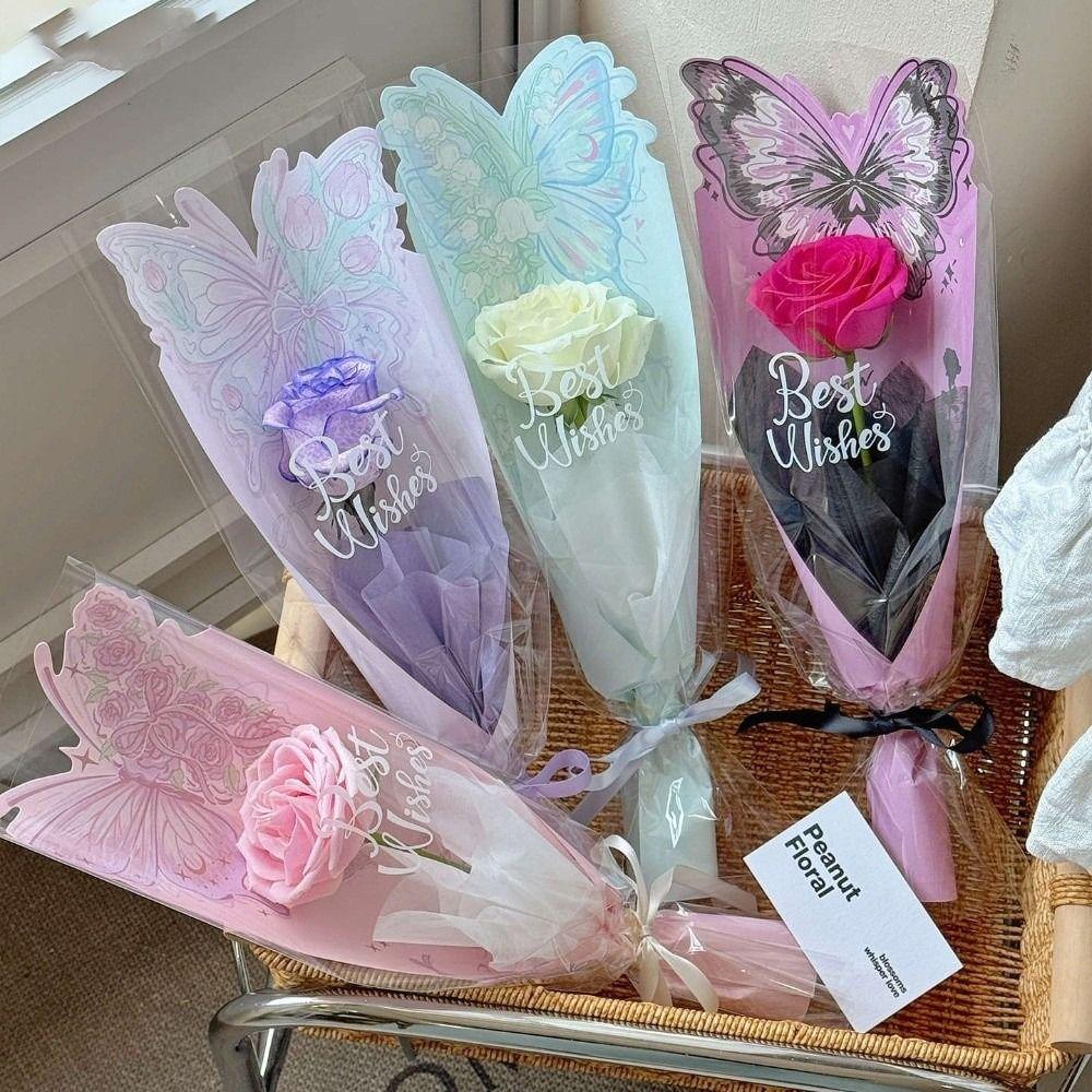 10pcs Butterfly Flower Packaging Bag Waterproof Transparent Flower Wrapping Packa DIY Floral Material Packaging