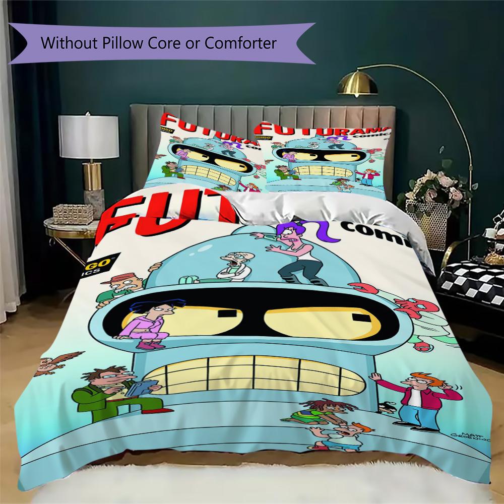 Future City Manga Pattern Bedding,Quilt Set Quilt Cover Pillowcase Home Birthday Gift (1*duvet cover+2*pillowcase,without core)XSJT0917501