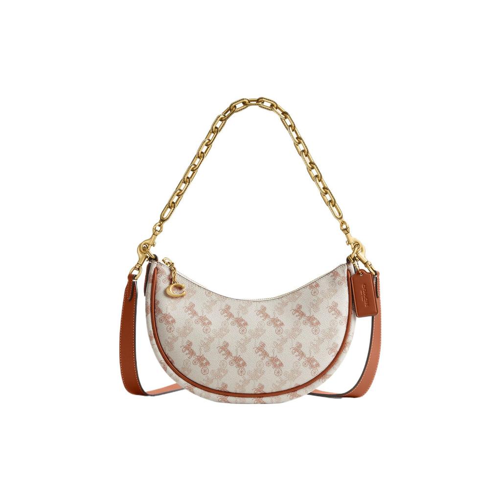Coach Mira 23 Horse And Carriage Print Coated Canvas And Leather Crossbody Bag Medium Women Bags Chalk Polished-Amber CM584-B4TXF