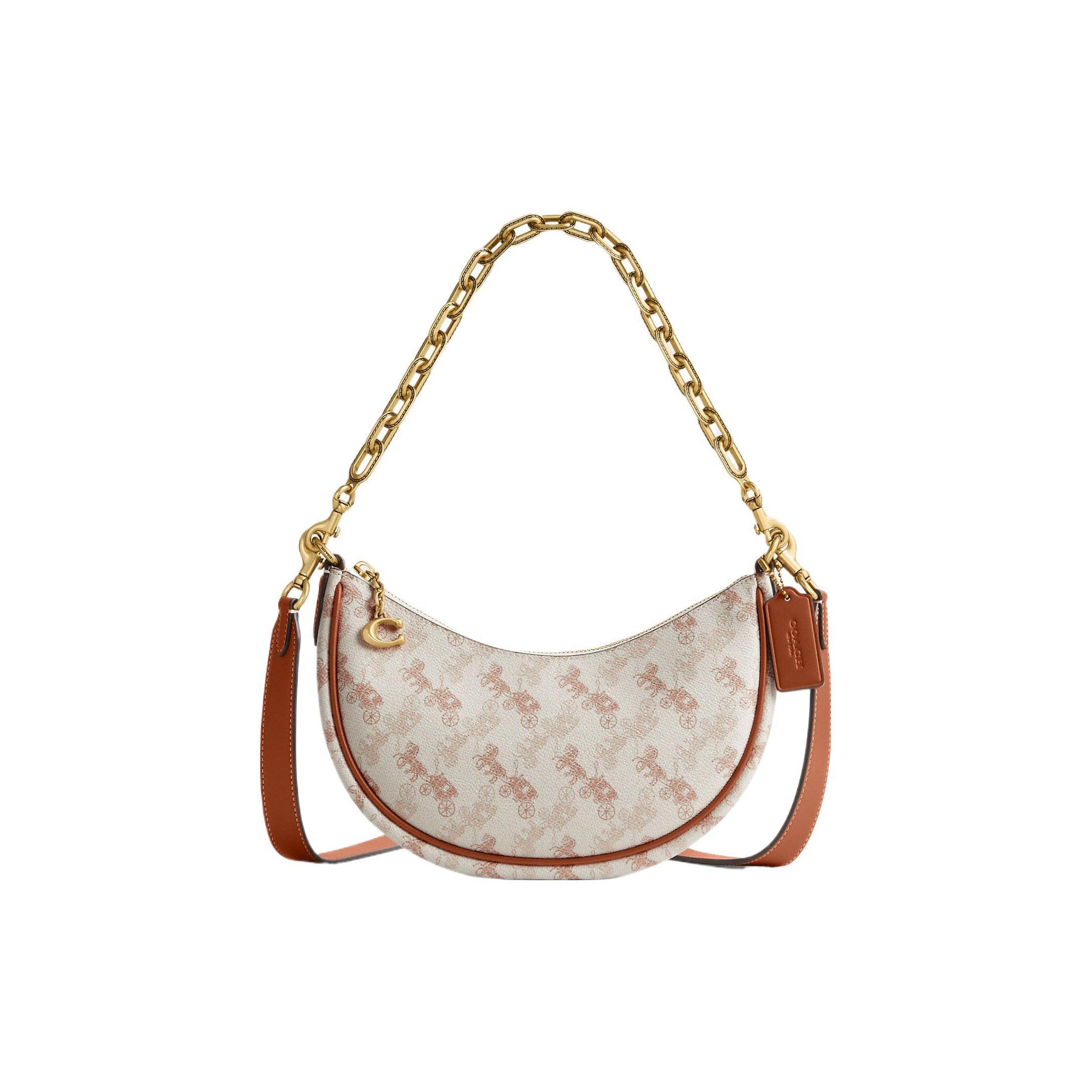 

Coach Mira 23 Horse And Carriage Print Coated Canvas And Leather Crossbody Bag Medium Women bags Chalk Polished-Amber CM584-B4TXF Gift Box Sets (Basic Set+Black Box)