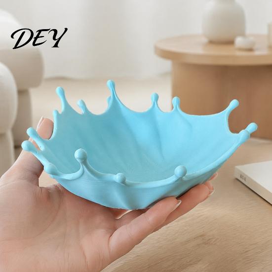 Nightstand Accessory Tray 3D Printed Jewelry for Rings Earrings Bracelets, Ocean Splash Organizer Trinket Dish, Decorative Desktop Home Vanity