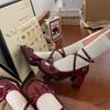 Soleist Rote Mary Jane Damenschuhe Dicke Hohe Absätze Schuhe Weibliche Lolita Quadratische Zehenschuhe Frühling Mode Party Leder Damenschuhe Neu