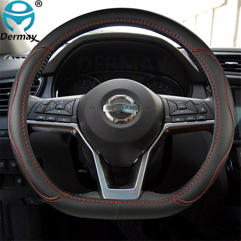 D Shape Car Steering Wheel Cover PU Leather For Nissan Rogue Sport Hybrid 2017 -   Qashqai   Braid Cover