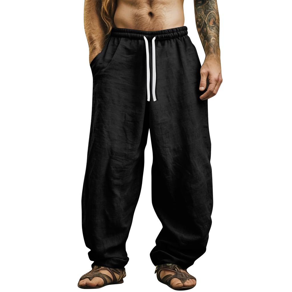 Men's Color Cotton Linen Trousers Men's Casual Fashionable Cotton Linen Trousers