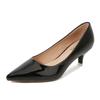 High heels women's pointed head shallow mouth large size single shoes microfiber black medium heel stewardess dress work shoes