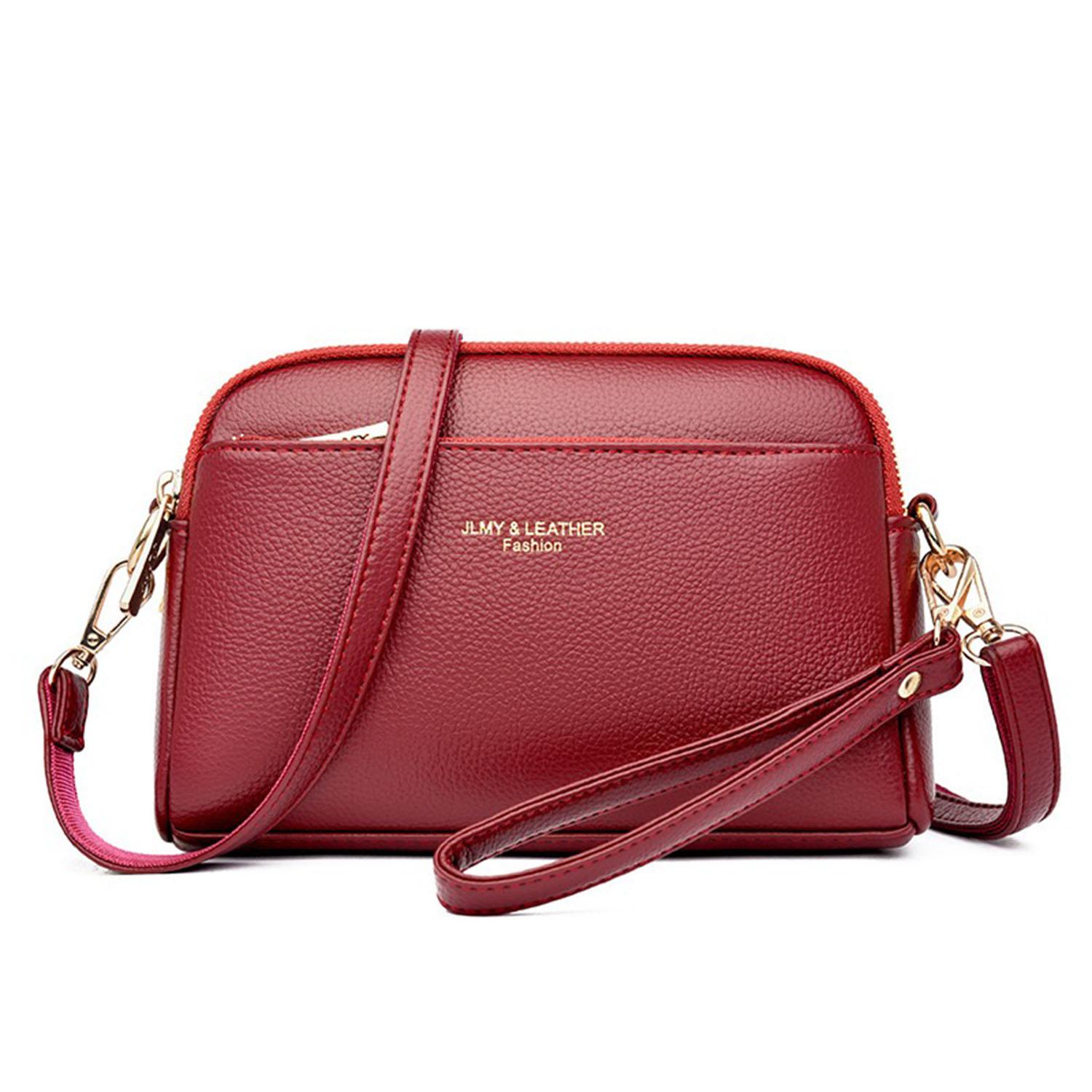 

Women s double compartment spring/summer commuting crossbody bag mobile phone bag large capacity shoulder bag червоний