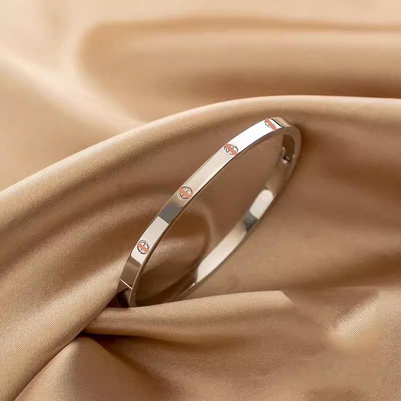 Kajia Women's Stainless Steel Celebrity Style 4mm Narrow Bangle Bracelet - European & American Design