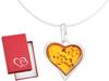 Short Silver Women's Necklace Heart With Amber Little Heart Choker 40 Cm