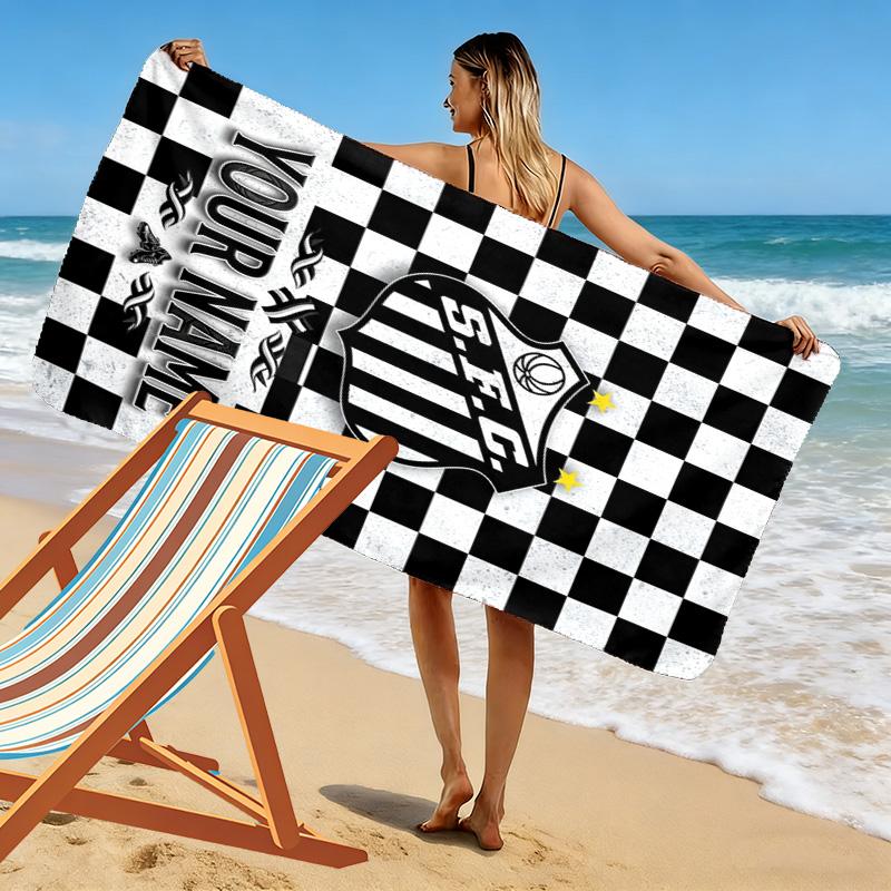 Name Custom Santos FC Print Beach Towel, Large Soft Quick Dry Towel for Beach Camping Swimming