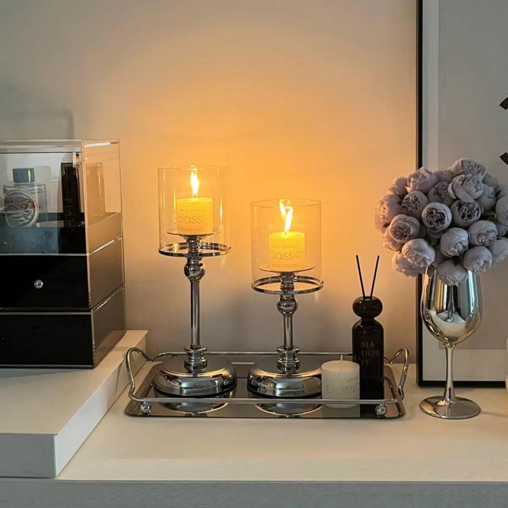 Luxury Metal Glass Candle Holders Detachable Romantic Candle Cup Nordic Glass Candle Stand  Wedding