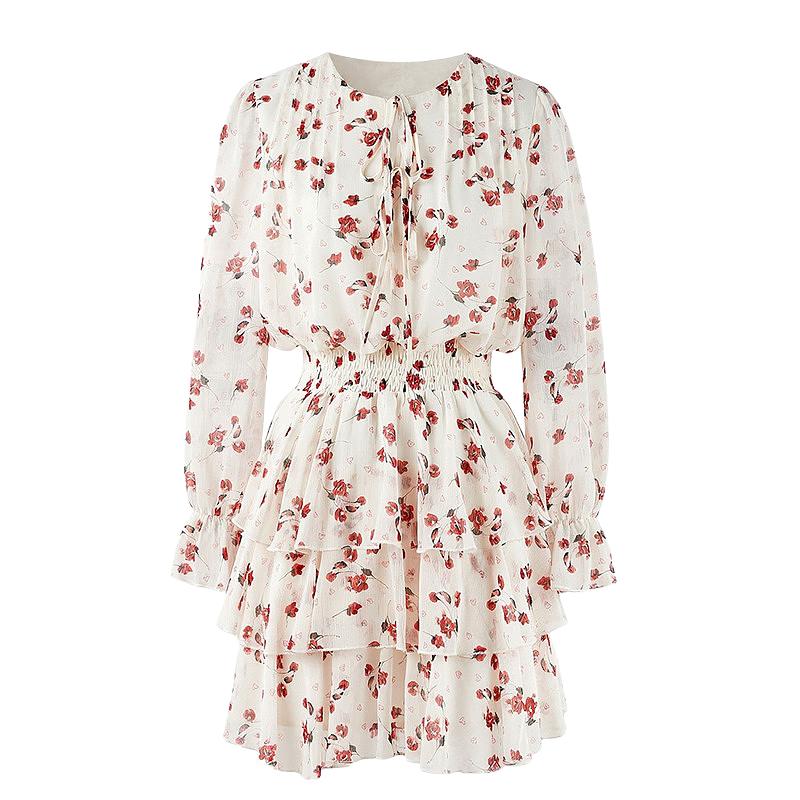 

Women s Floral V-Neck Tiered Midi Dress S