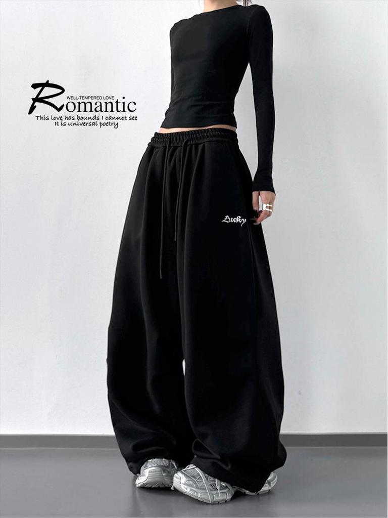 2025 Autumn Women's Tall Hip Hop Cargo Sweatpants - Casual Jazz Dance Drapey Sport Pants
