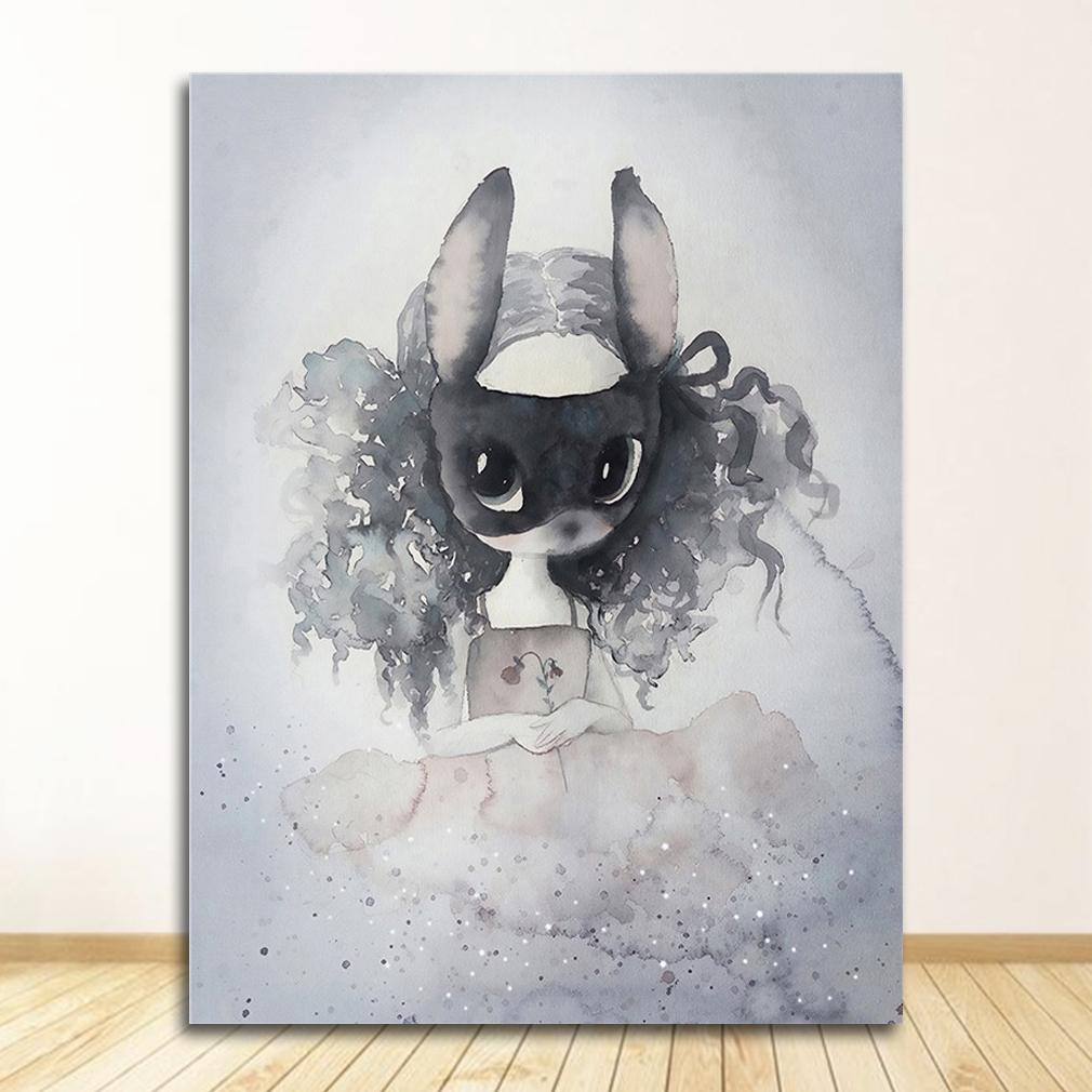 Picture Deer Rabbit Angle Wing Animal Abstract Sweet Living Room Home Decor Poster Print Nordic Canvas Painting Girl Bedoom Wall