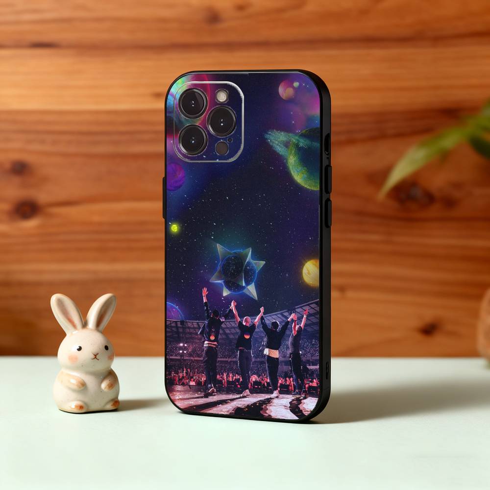 M-Moon M-Music Coldplay Band Phone Case For iPhone17 16 15 14 13 12 11 Pro Max Plus,5G Soft Black Case