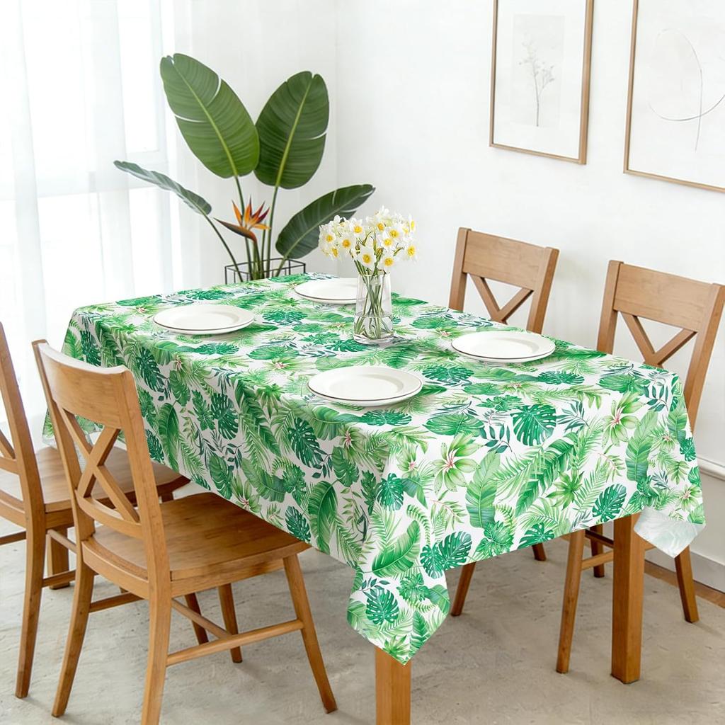 Summer Tropical Palm Leaf Rectangle Tablecloth for Table Decor Washable Kitchen Dining Tablecloth Wedding Party Decorations