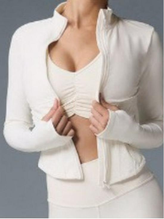 Alo Yoga Damen Taillenraffungsjacke, Kurz- und Langarmoptionen, Eng anliegend, Reißverschluss Stehkragen, Sport Fitness Top.