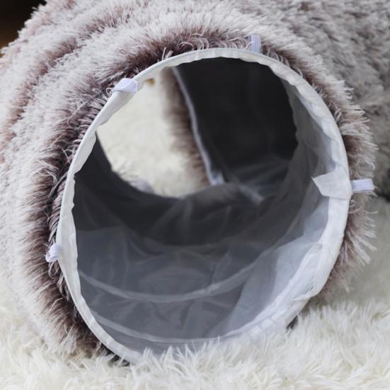 Plush Cat Tunnel Bed with Hanging Balls Washable Indoor Kittens Donut Tunnel Toy Small Large Cats Pets Round Peekaboo Cave Play Tunnel Pet Supplies