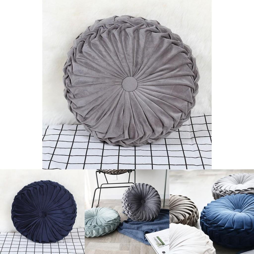 Luxurious Plush Pleated Round Pumpkin Pillow Soft Touch Couch Cushion Floor Decor