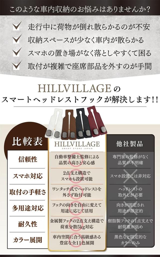 Car Hook, Headrest Hook, Seat Hook, [Smartphone Stable Installation Structure & 2 Metal Hooks