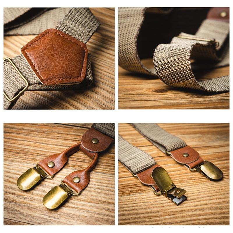 Bretelle Regolabili per Bambini Cinghia Per Pantaloni Antiscivolo Sicure Con Design a 4 Clip Larghezza 2,5 cm per Evento Scolastico