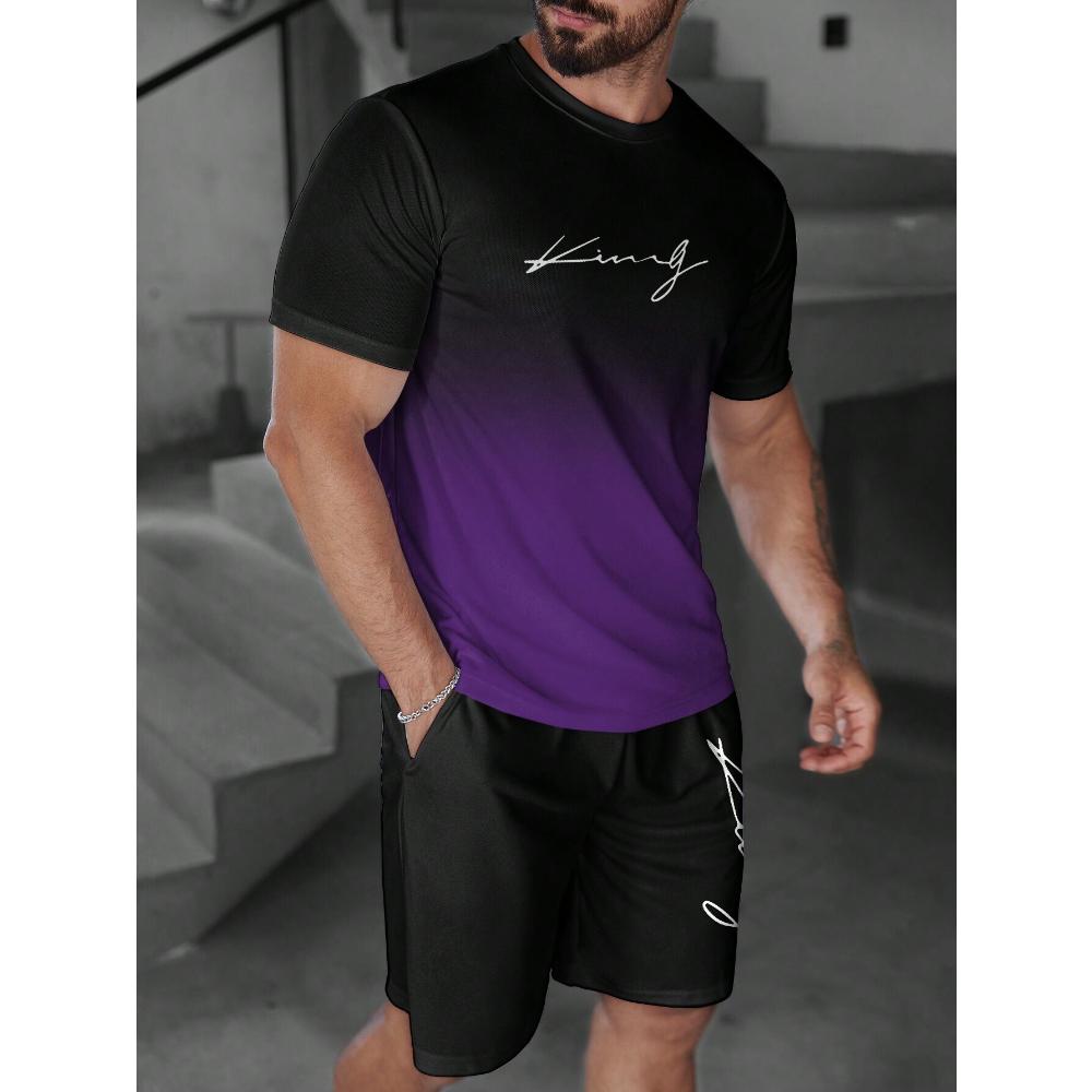 Fashion Men's Short Sleeve Suit Casual Loose Printing Versatile Unisex Sports Clothing
