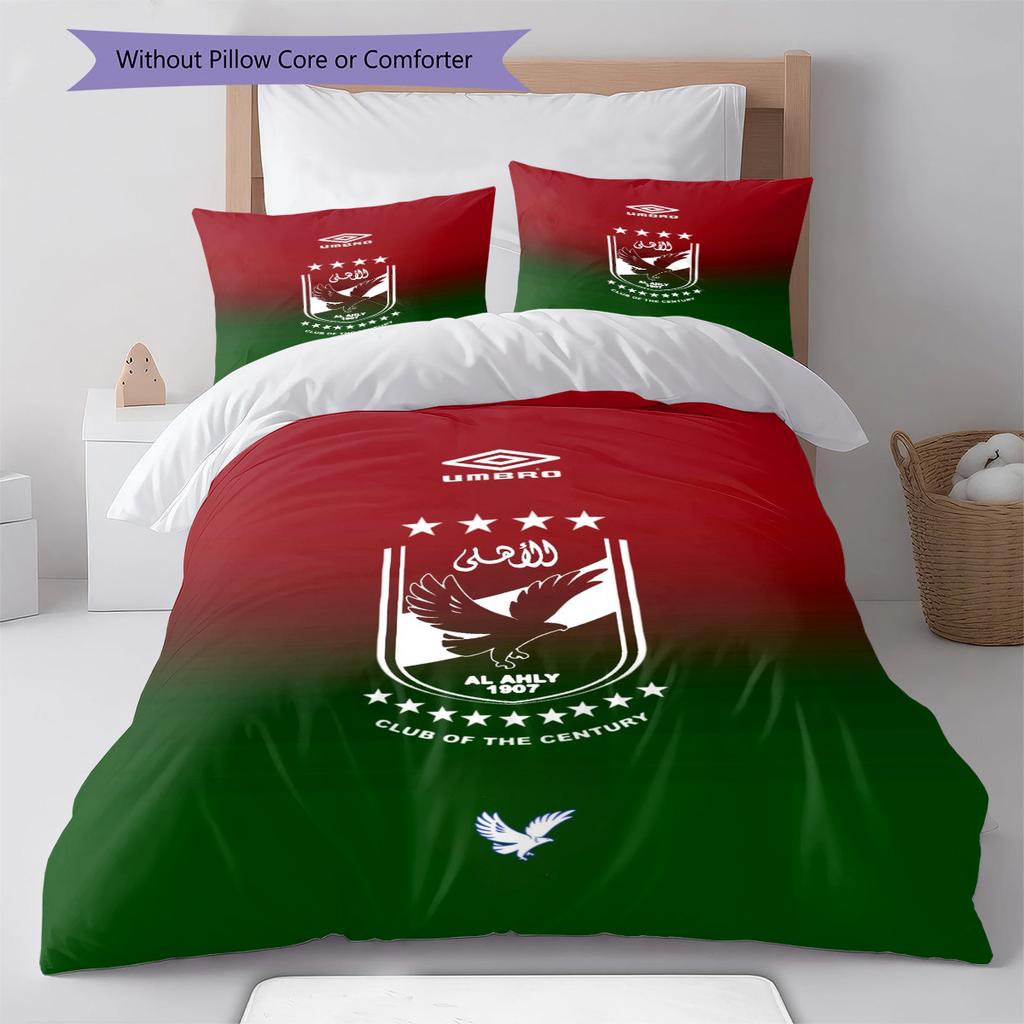 Al Ahly Pattern Bedding Set Quilt Cover Pillowcase Home Decor Gift (1 * Duvet Cover + 2 * Pillowcase, Without Core)