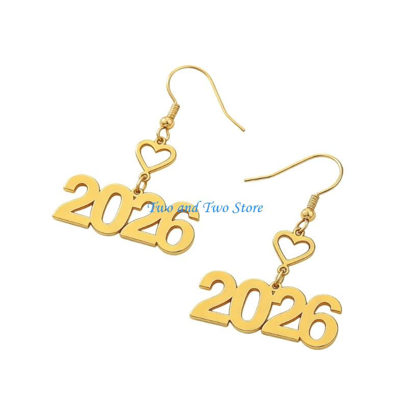 HX6F Creative 2026 Theme Earrings Acrylic Texture Geometric Earrings Ear Jewelry Suitable for Elegant Women Daily Wear