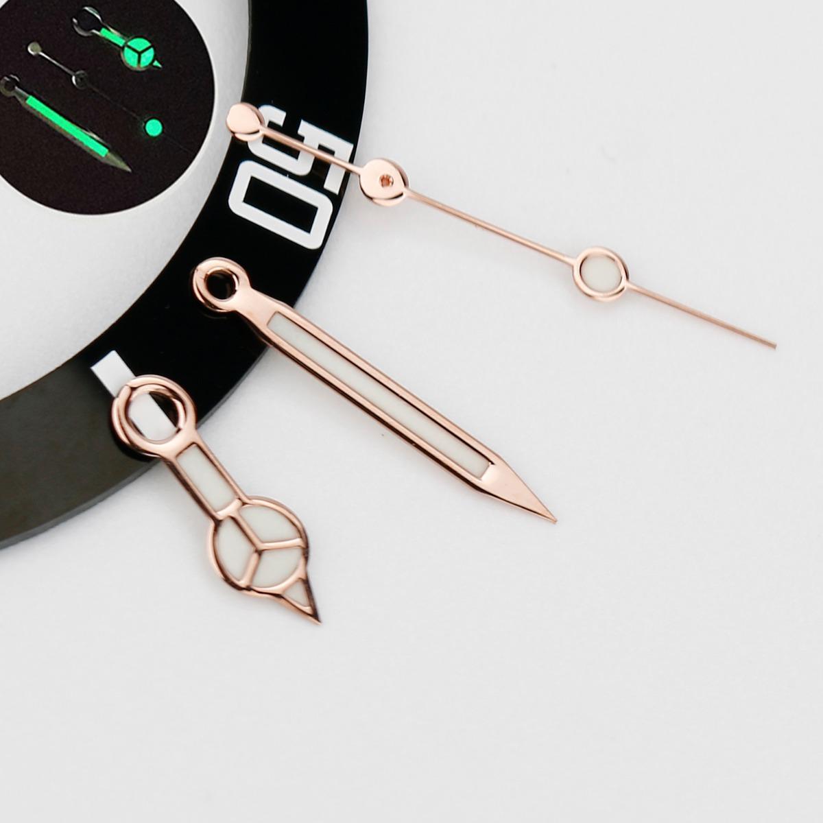 

NH35 NH36 Polished Hands Watch Pointer 8*12*13.5mm Rose Gold Silver Hands Diver Aiguille Hands C3 Blue Green Luminous зелений/рожевий колір золота