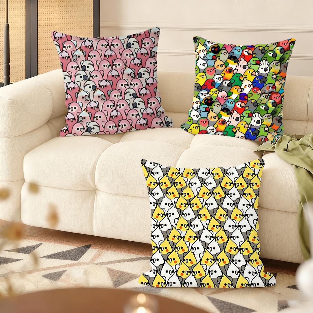 Cute Cockatiel Cushion Cover Soft Plush DoubleSided Printed Sofa Pillow Cushion Cover Cozy AllSeason Durable Decor Gift