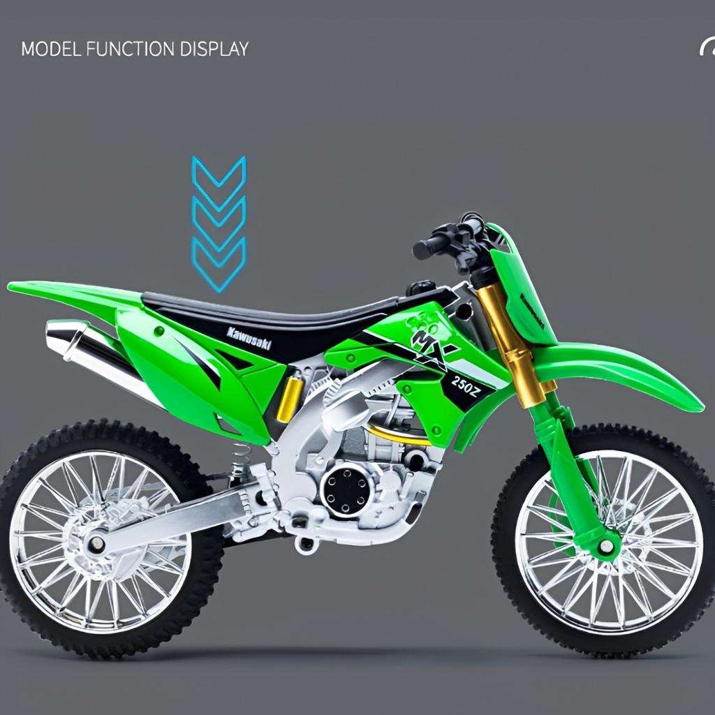 1/10 Kawasaki KX450 Alloy Sports Motorcycle Model Diecast Metal Street Crosscountry Racing Motorcycle Model High Simulation Kids Toy Gift
