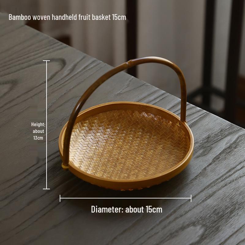 Multi-Layer Bamboo Hand-Woven Basket Display Stand for Fruits, Tea, and Pastries