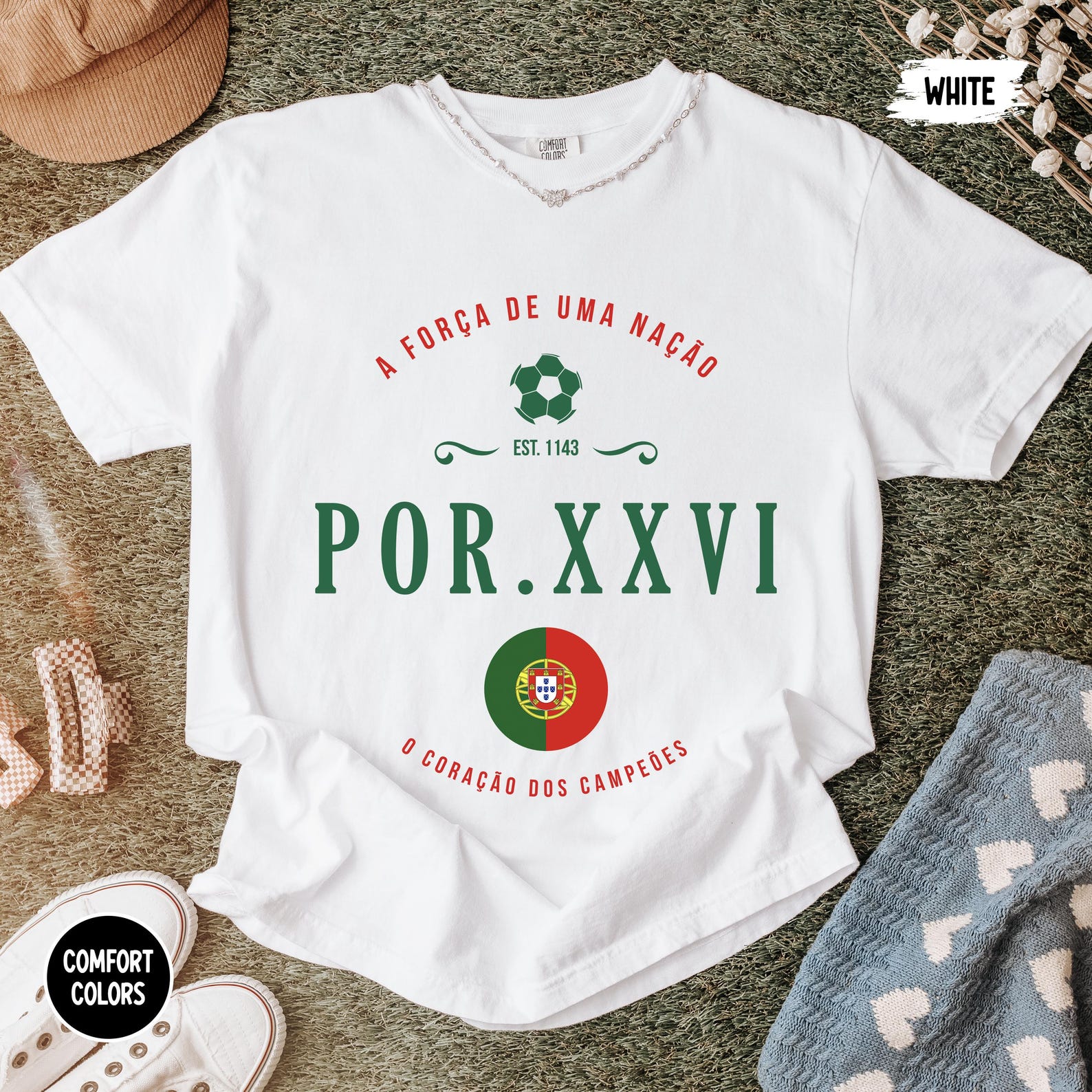 Футболка сборной Португалии POR XXVI, Винтажная футбольная футболка, Графическая футболка Comfort Colors, Подарок болельщику сборной Португалии на Чемпионат мира 2026, Футболка Seleção 3XL
