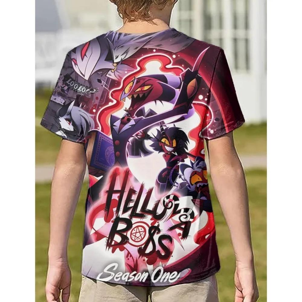 TV Helluva Boss Kids High Quality T Shirts Childrens Clothing 3D Cartoon Print Comfortable Summer Short Sleeve Crewneck Tees 3D Printed Anime Tops