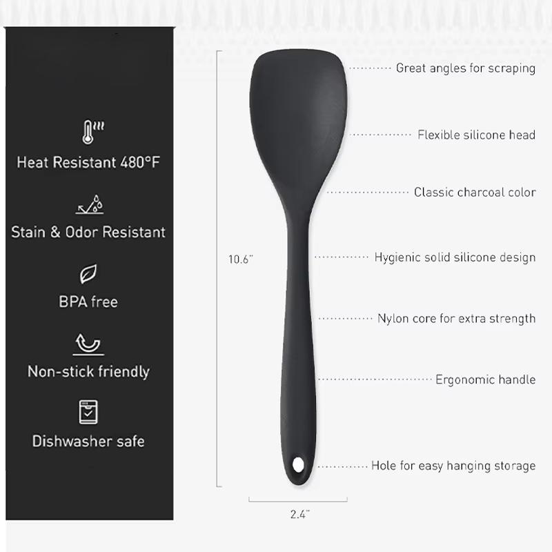 Food Grade Silicone Spoon Spatula Heat Resistant Cooking Spoon Flexible Nonstick Baking Scraper Stirring Scooping Salad Mixing