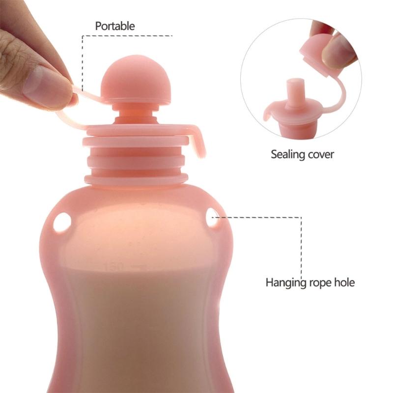150ml Refillable Baby Food Storage Bag Silicone Milk Congee Pouch Leakproof Organiser Squeeze Storage Container