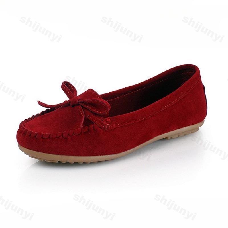 New Women Flats Large Size Fashion Bow Comfortable Soft Sole Loafers Casual Walking Shallow Round Toe Slip on Ladies Footwear