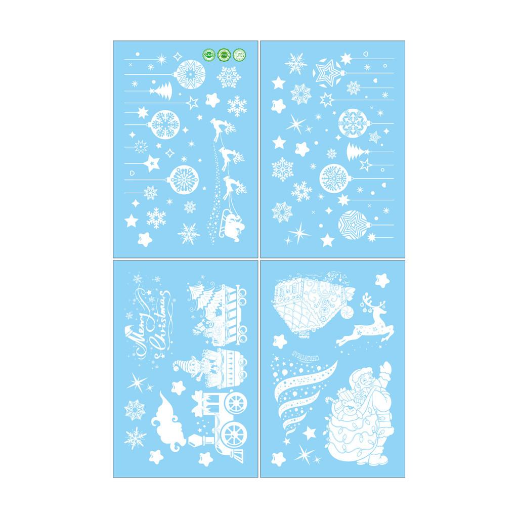 Window Pvc Christmas Sticker With Cartoon Santa Balls Santa Claus Decor For