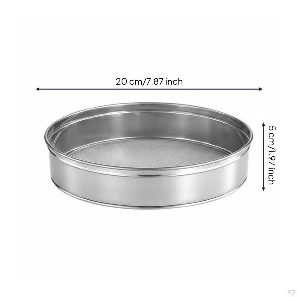 Round Flour Sifter Stackable Stainless Steel Easy to Clean Handheld Powder Sieve for Cooking