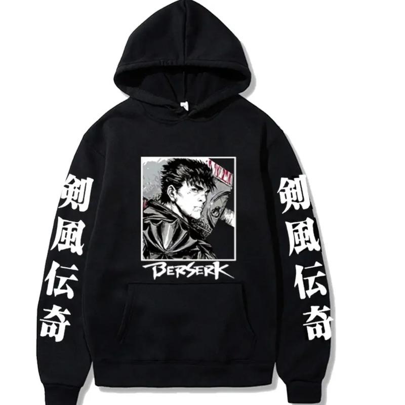 Japanese Anine Berserk Guts Hoodies Sweatshirt Loose Casual Hip Hop Man Woman Clothes Fashion Autumn Fleece Hoodies