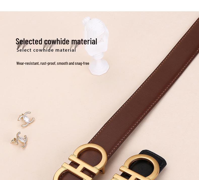 Women's Genuine Leather Casual Belt - Versatile Decorative Accessory for Jeans