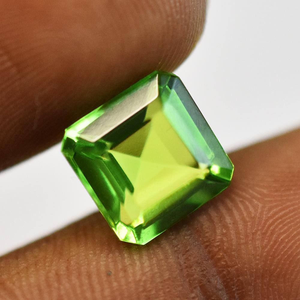 Natural Green Peridot 6.75 Ct CERTIFIED Square Shape Rare Loose Gemstone