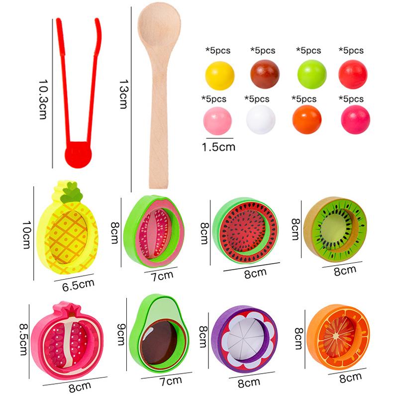 Kids Clip Beads Color Sorting Montessori Toy Fine Motor Training Fruit Color Matching Game Sensory Educational Toys For Children
