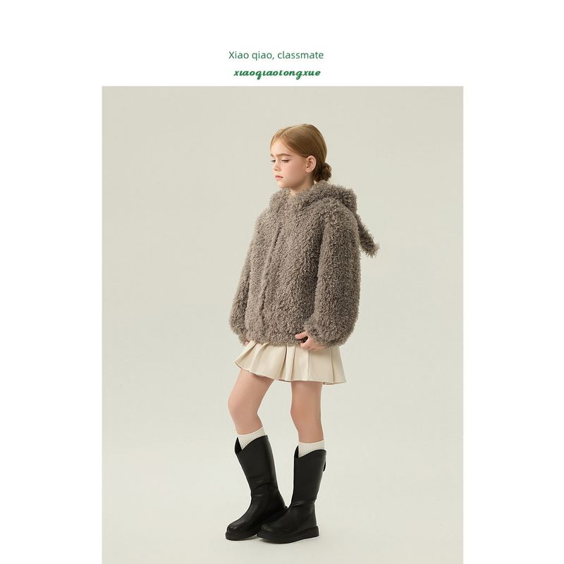 Children's Fur Coat Autumn and Winter New Style Girls' Fleece Cardigan Little Girl's Furry Coat with Cute Bunny Ears