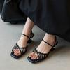 European Station 2025 Summer New High-heeled Sandals Women's Head Thin Strap Roman Sandals Women's Summer Two Shoes