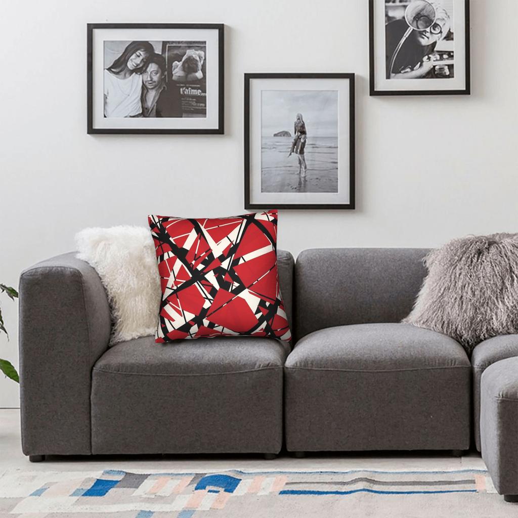 Evh Stripes Van Halen Red Design Pillow Case Soft Pillow Cover Kawaii Pillowcases For Couch Sofa Bedroom