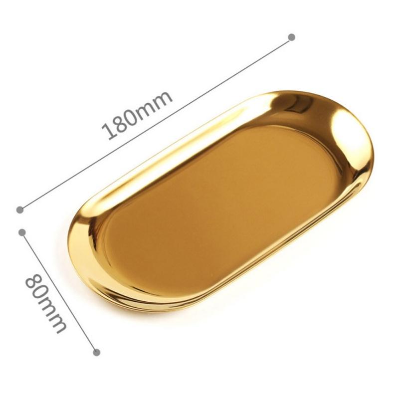 

Metal Storage Tray Oval Jewelry Display Tray Home Decoration Serving Plate Craft for Table Organizer Candle Makeup Brush