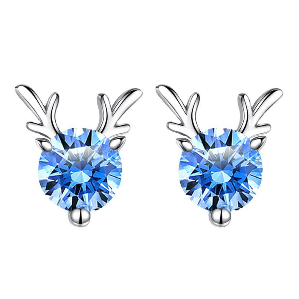 Sterling Silver S925 Zircon Six-Claw Earrings for Women